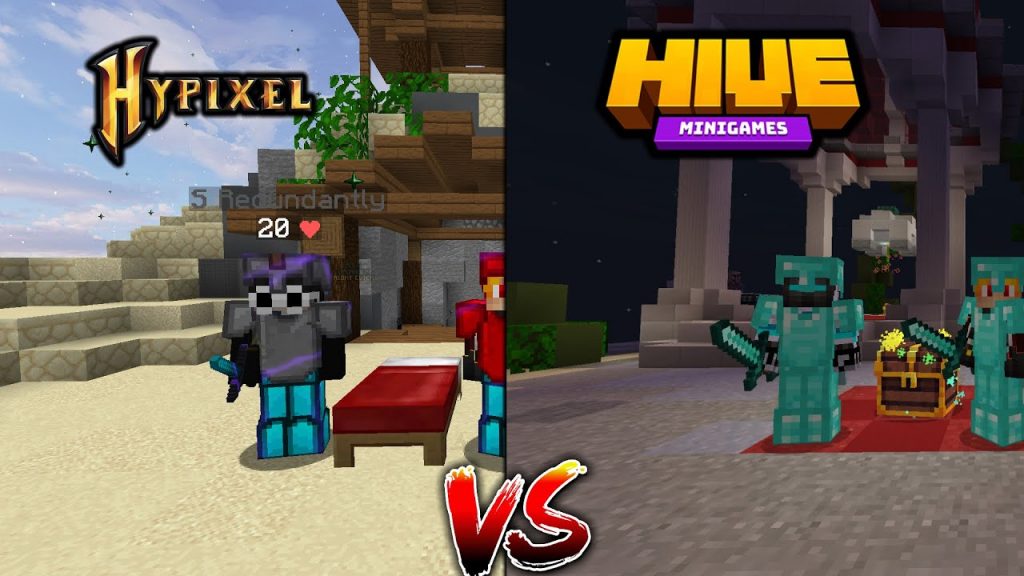 Minecraft, But It's Hypixel Bedwars Vs Hive Treasure Wars