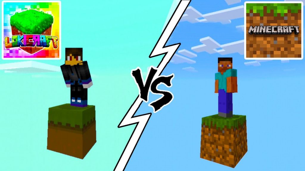 Lokicraft ONE BLOCK SKYBLOCK vs Minecraft PE ONE BLOCK SKYBLOCK | Lokicraft vs MCPE
