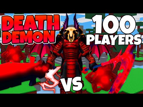 1 DEATH DEMON vs 100 PLAYERS... (Roblox BedWars)
