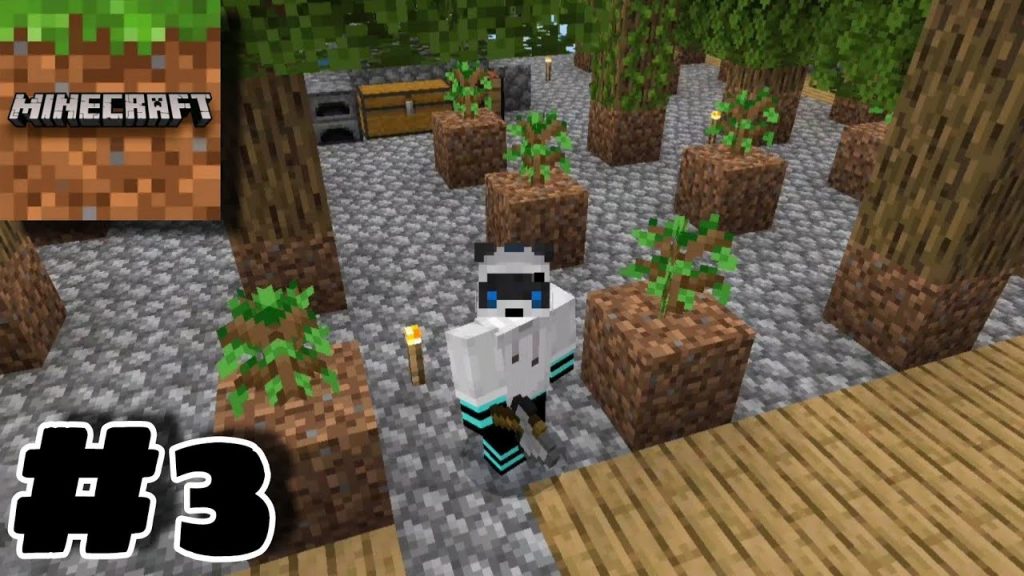 Minecraft PE Skyblock Survival Gameplay Walkthrough Part 3 - Wood Farming