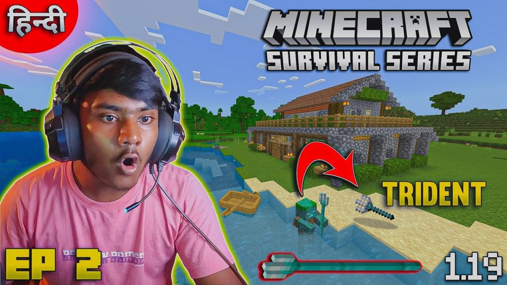 I FOUND TRIDENT AND BUILT A NEW HOUSE ! - EP 2 - MINECRAFT 1.19 PE LET'S PLAY SURVIVAL SERIES