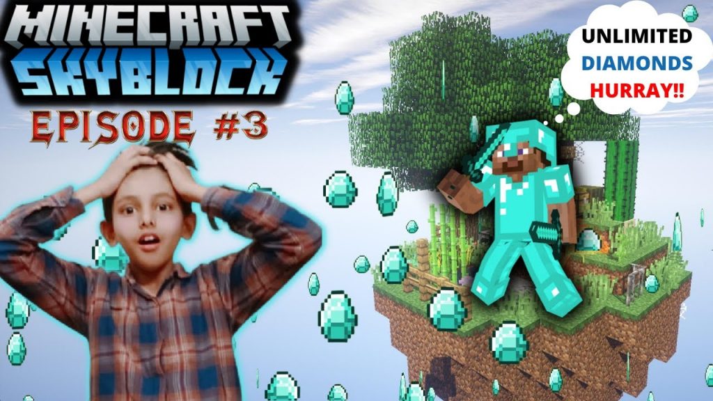 Skyblock Minecraft:- I Found Unlimited Diamonds | EPISODE #3 | AZHAAN GAMERZ |