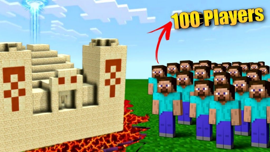Minecraft 100 Players VS Best PYRAMID Defence Base