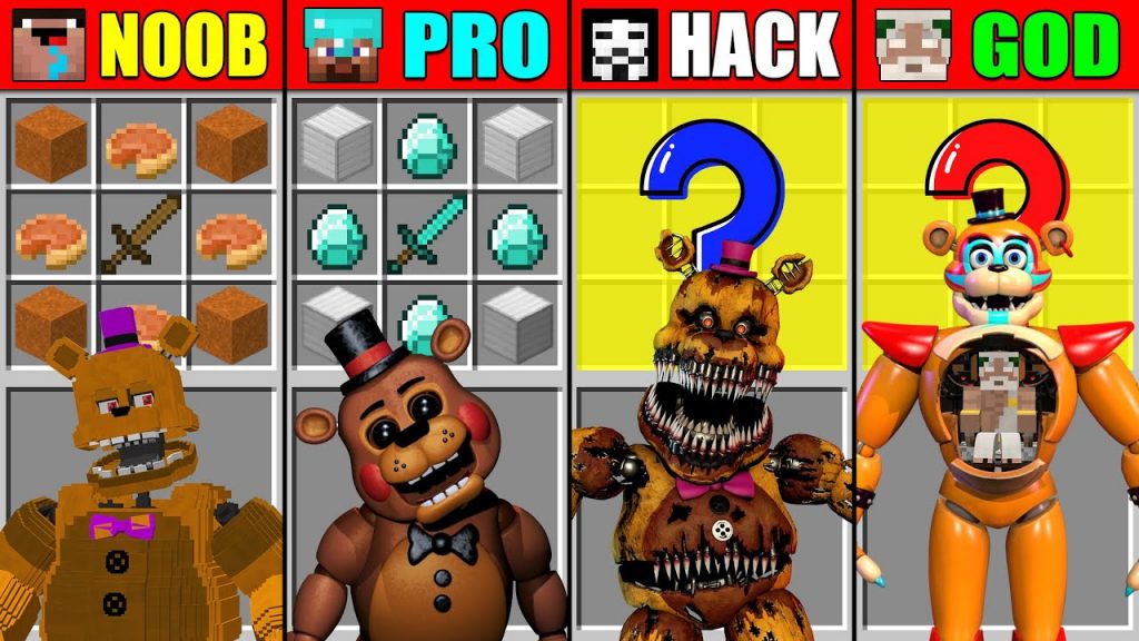 Minecraft NOOB vs PRO vs HACKER vs GOD Freddy Evolution FNaF CRAFTING CHALLENGE Animation