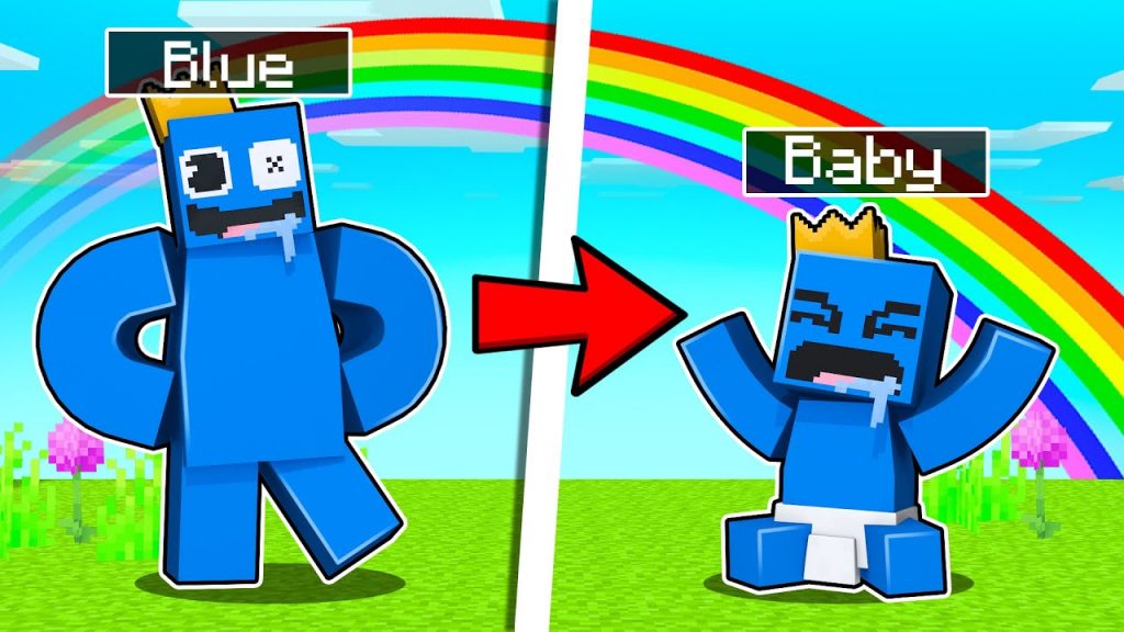 Transforming RAINBOW FRIENDS BLUE into a Baby in Minecraft!