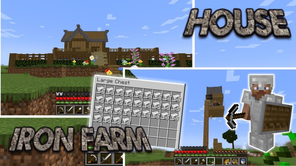 AN UNLIMITED IRON FARM & STILL PLAYING MINECRAFT SURVIVAL - I Build a Starter House