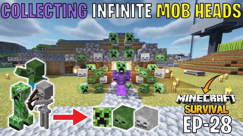 I Collected INFINITE MOB HEADS in Minecraft Survival