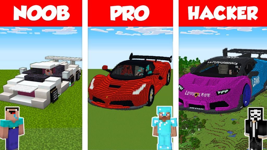 Minecraft NOOB vs PRO vs HACKER: SPORT CAR HOUSE BUILD CHALLENGE in Minecraft / Animation