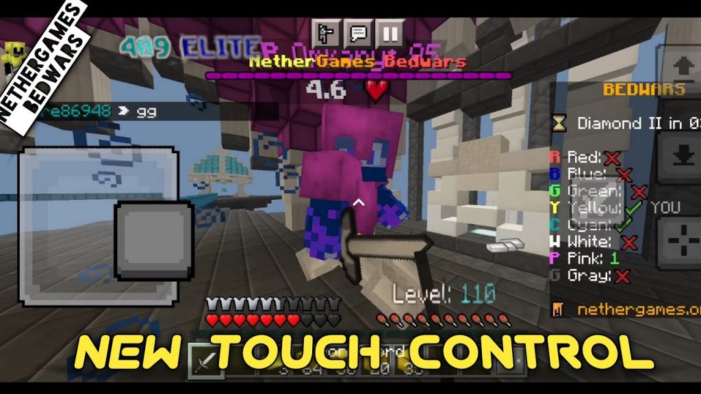 Nethergames Bedwars with New touch control= FREE WIN(MCPE)
