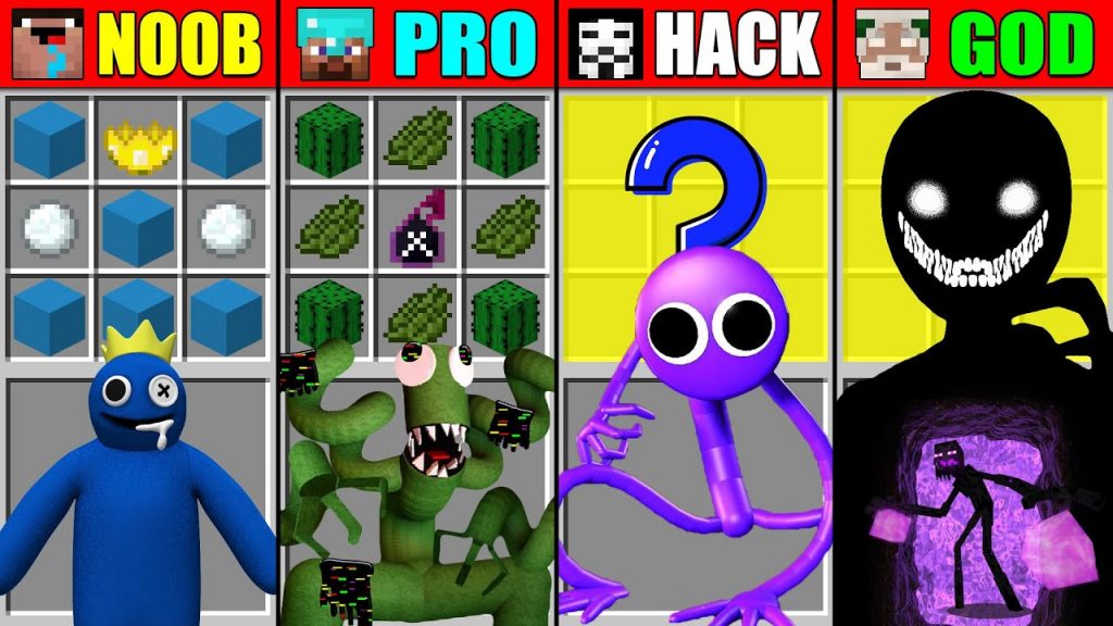 Minecraft NOOB vs PRO vs HACKER vs GOD ROBLOX RAINBOW FRIENDS CRAFTING CHALLENGE Animation Part 4
