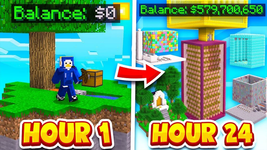 I Played Minecraft Skyblock for 24 Hours STRAIGHT!