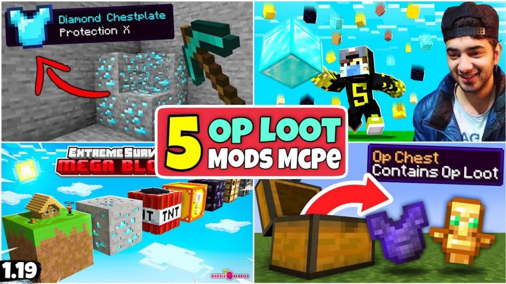 Top 5 Op Loot Mod For Minecraft PE 1.19+ || Best Minecraft Mods 1.19 || Annie X Gamer ||
