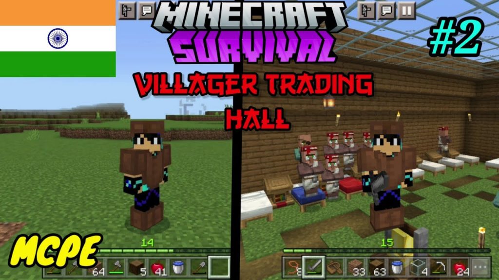 I Make Villager Trading Hall in Minecraft Pocket Edition Survival Series Episode 2