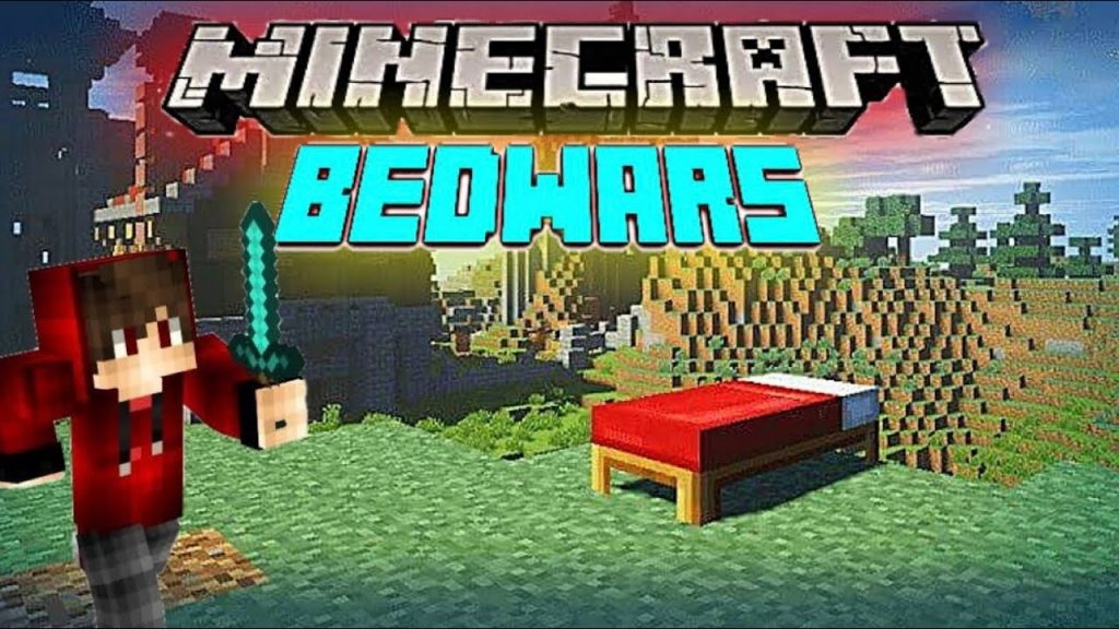 Playing Minecraft Bedwars//getting are fist win