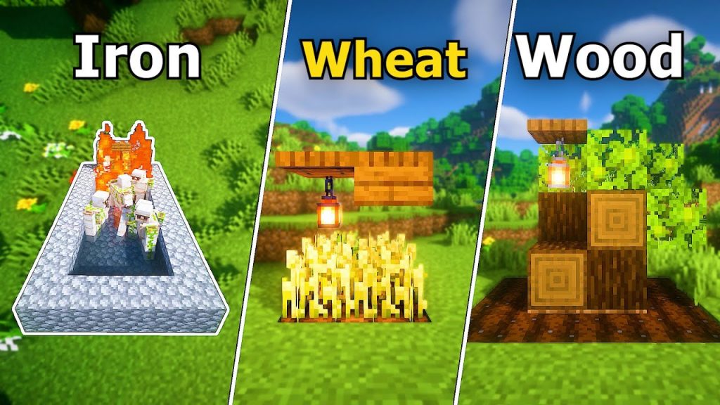 3 MUST HAVE AUTOMATIC Farms in Minecraft 1.20 Survival | Iron Wheat Wood