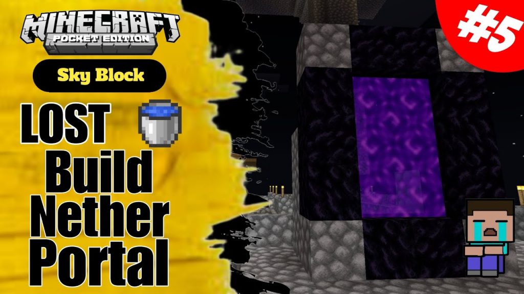 #5 | I Build Nether Portal in MCPE Skyblock | Minecraft PE Skyblock part 5 |