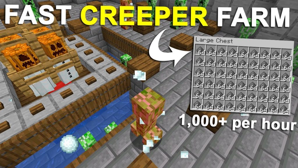 Minecraft Easy Creeper Farm 1.19+ NO CATS - Creeper Farm Tutorial ...