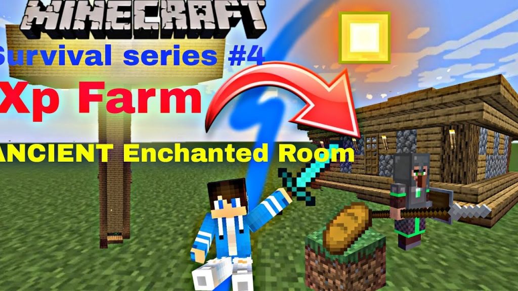 Minecraft PE Survival series in Hind||   XP FARM ANCIENT Enchanted Room