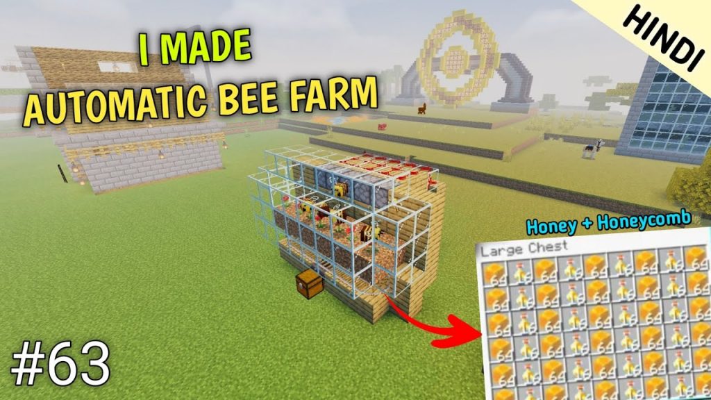 #63 | Automatic Bee Farm in Minecraft PE 1.18 Survival Series