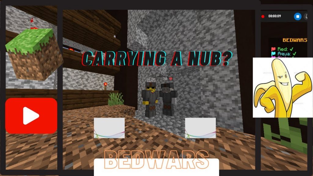 Minecraft Bedwars, But I am carrying a noob..............