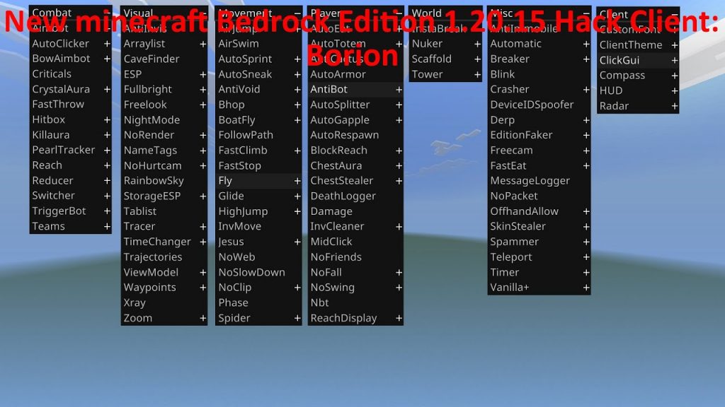 New Minecraft Bedrock Edition 1.20.15 Hack Client: Borion