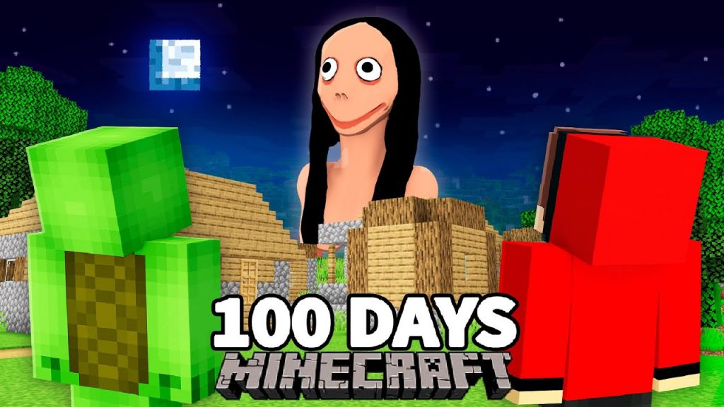 We Survived 100 Days From Giant MOMO in Minecraft Challenge - Maizen  JJ and Mikey