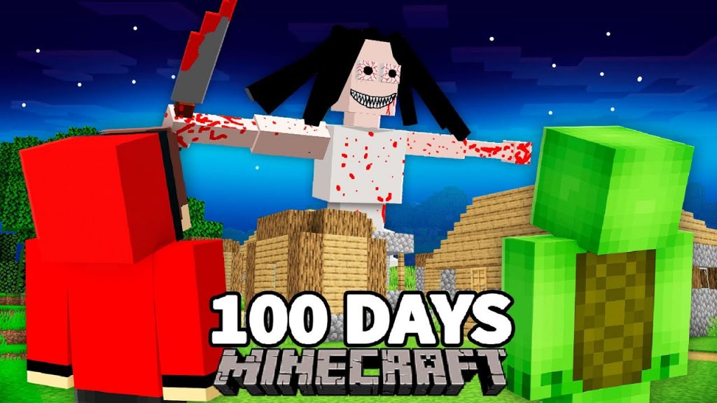 We Survived 100 Days From Giant SERBIAN DANCING LADY in Minecraft Challenge - Maizen JJ and Mikey