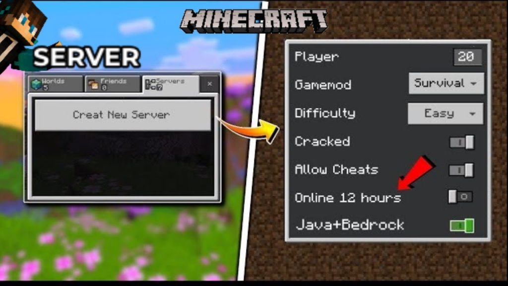 Create Minecraft server Pe+Java | Mobile Pc player play together