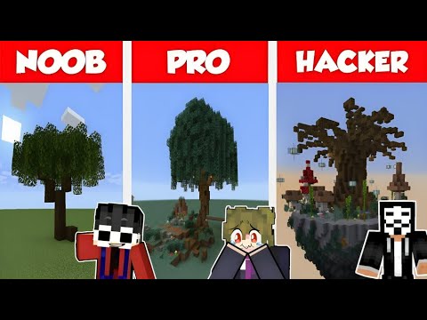 Minecraft TREE HOUSE BUILD CHALLENGE - NOOB vs PRO vs HACKER!
