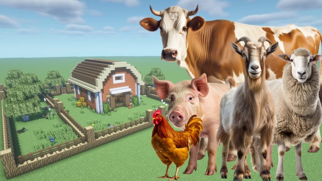 How To Make a Chicken, Cow, Goat, Pig, and Sheep Farm in Minecraft PE