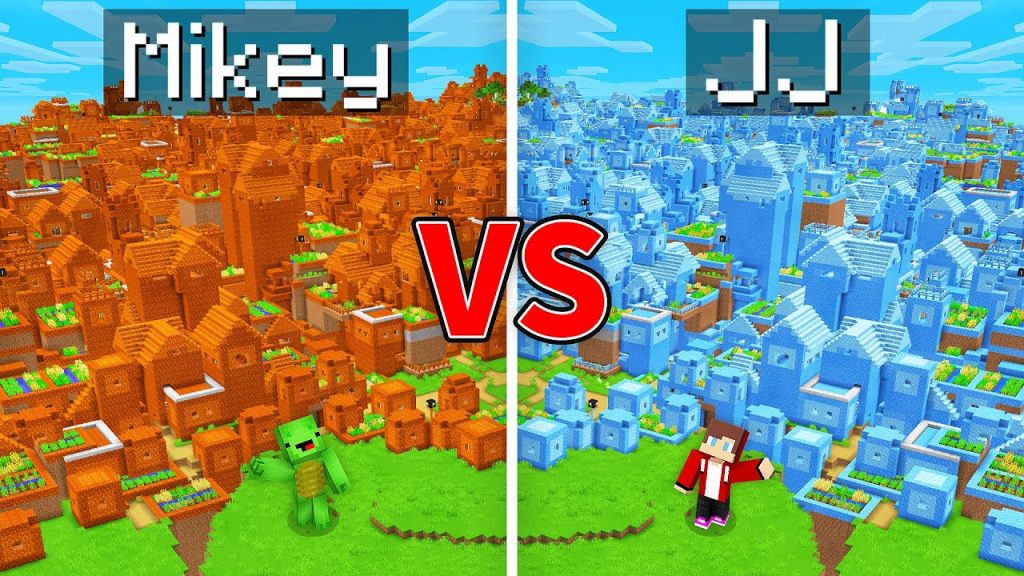 Mikey FIRE Village vs JJ ICE Village Survival Battle in Minecraft (Maizen)