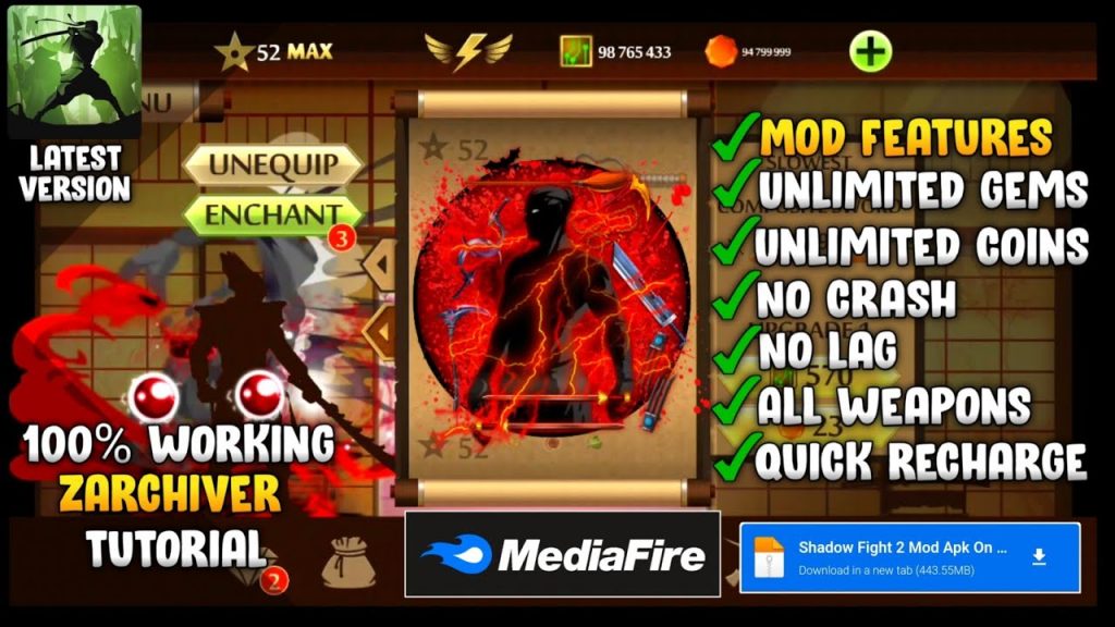 shadow fight 2 mod apk level 52 unlimited money latest version media fire 2023 apk V2.29.0