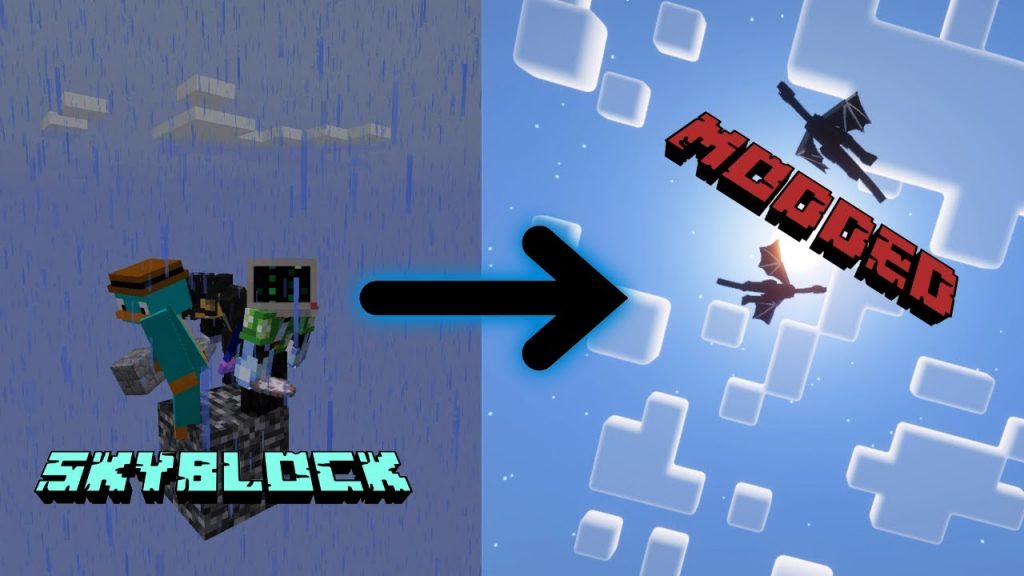 Can three dudes beat Minecraft on a bedrock block? |Minecraft Skyblock modded