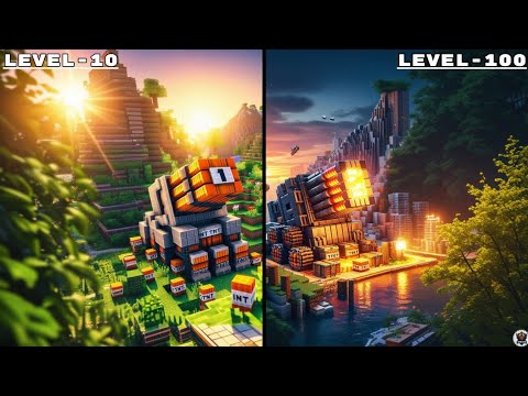 DESTROYING ! The Minecraft By TNT Cannons at Every Level