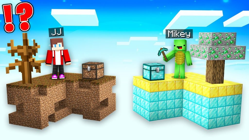 JJ Poor vs Mikey Rich SKYBLOCK Survival Battle in Minecraft - Maizen