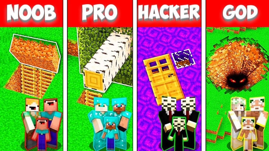 Minecraft Battle: NOOB vs PRO vs HACKER vs GOD SECRET UNDERGROUND HOUSE BUILD CHALLENGE in Minecraft
