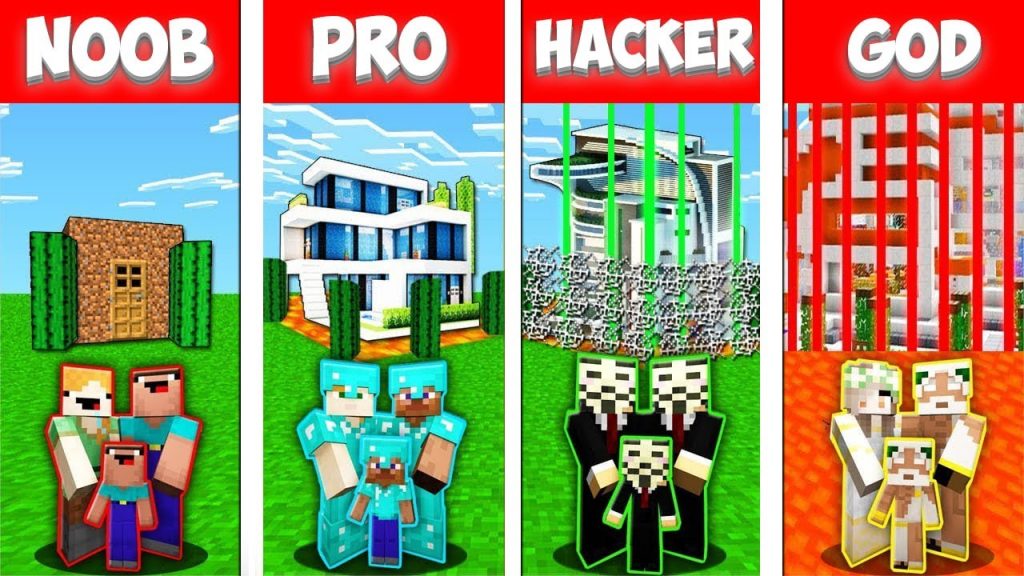 Minecraft Battle: NOOB vs PRO vs HACKER vs GOD! SECURE HOUSE BUILD CHALLENGE in Minecraft