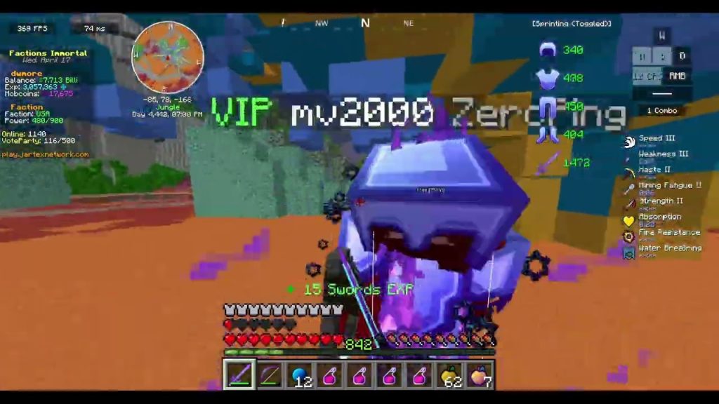 Minecraft Factions on jartex God set 1v1 guy claims i reach 6 7 blocks lmao