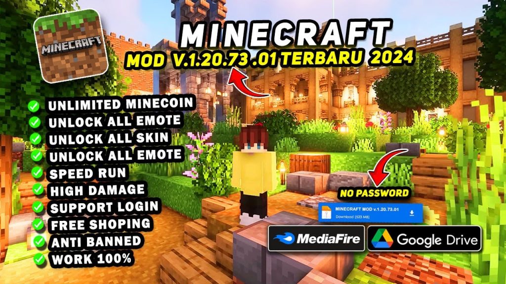 Minecraft Mod Apk v.1.20.73.01 Terbaru 2024 | Unlimited Minecoin,  Unlock All Skin, Bisa Login Xbox