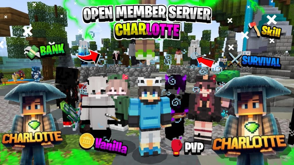 Open Member Server Minecraft PE Official Versi 1.20.71 Charlotte network Lengkap ada Survival And Pv