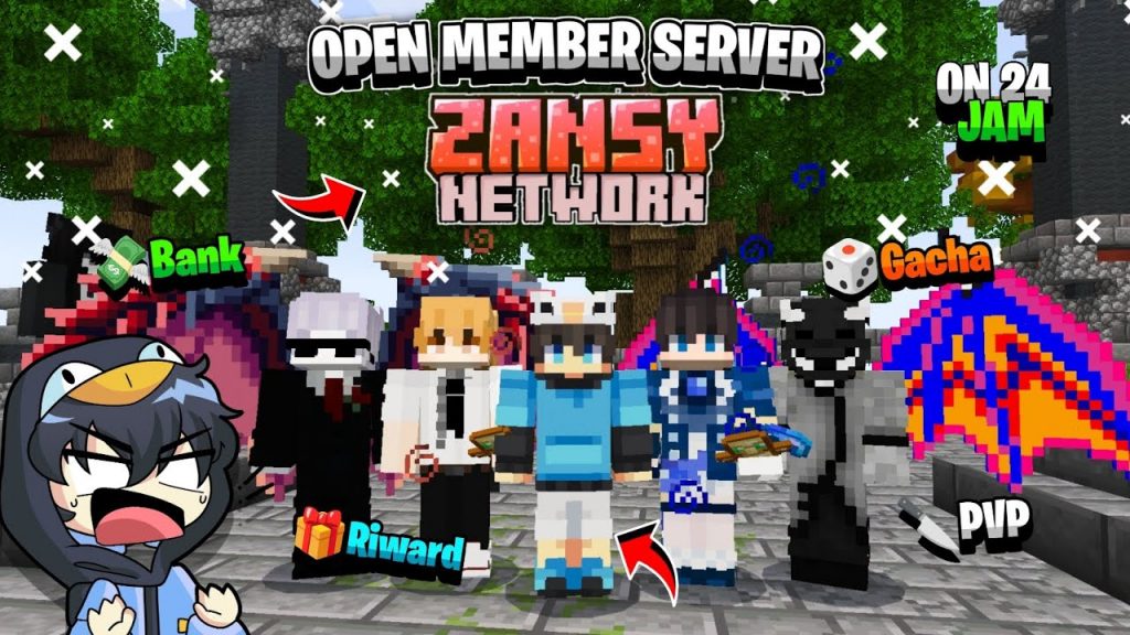 Open Member Server Minecraft PE Official Versi 1.20.71 ZANSY NETWORK seru Banget On 24 Jam Dan Pvp!