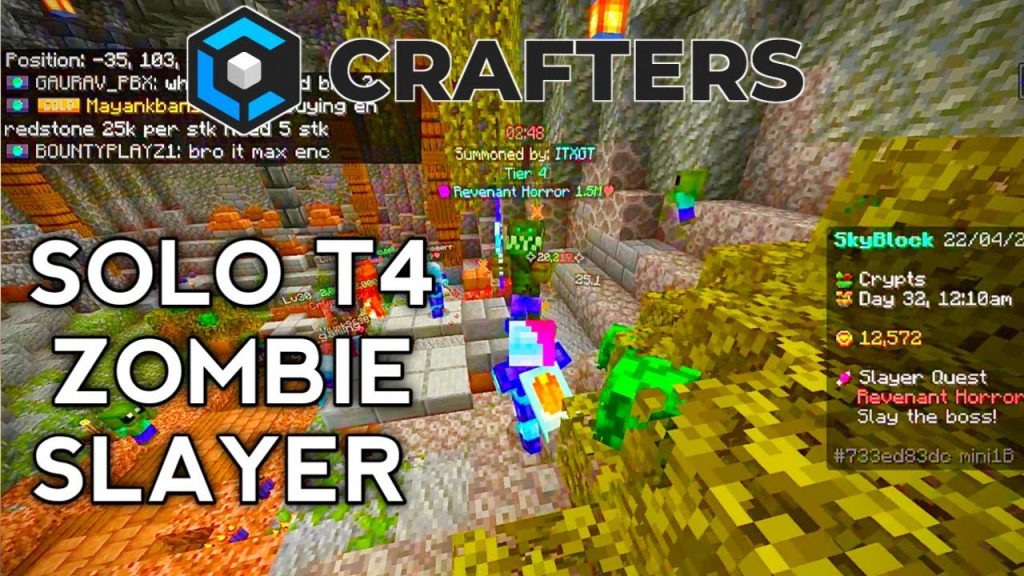 how to do solo zombie slayer in Craftersmc skyblock | Craftersmc new money making method